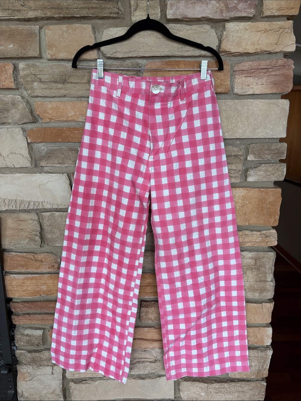 Pink Gingham wide leg jeans